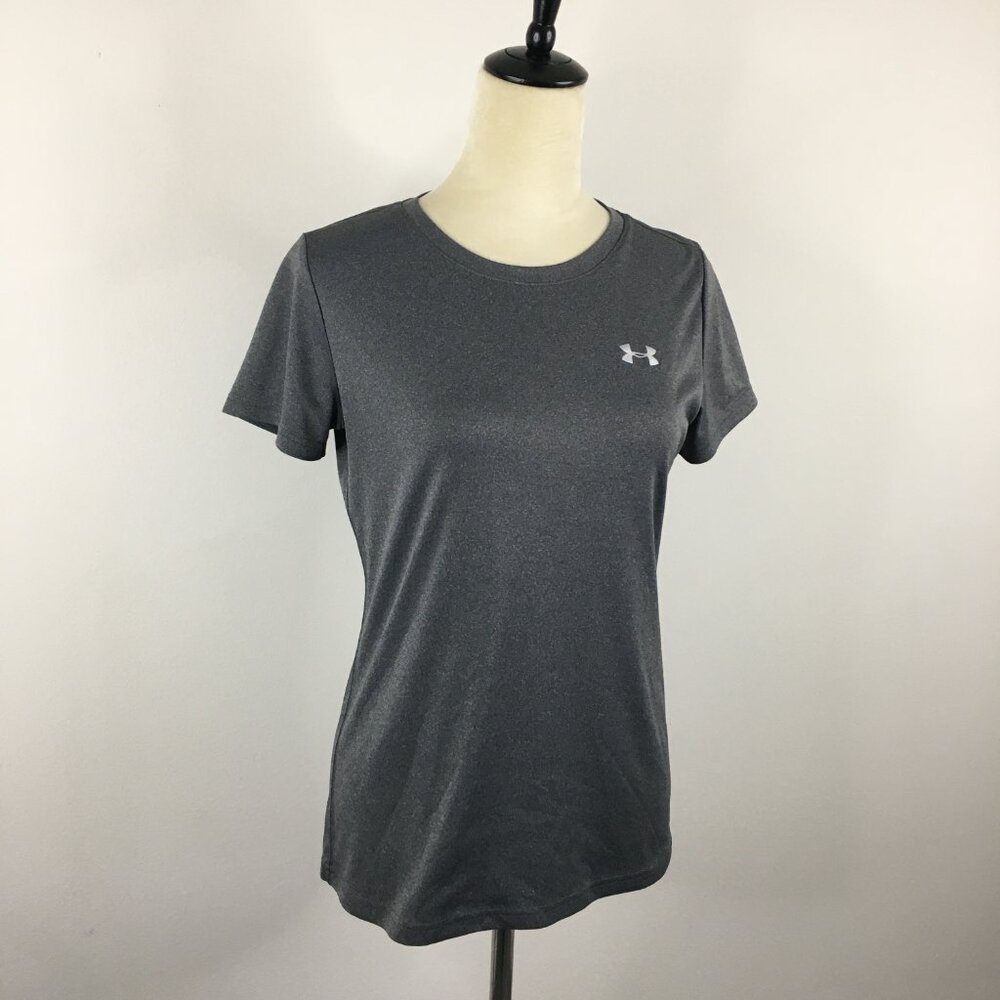 UNDER AMOUR Loose Fit Heat Gear Gray Short Sleeve Activewear Shirt